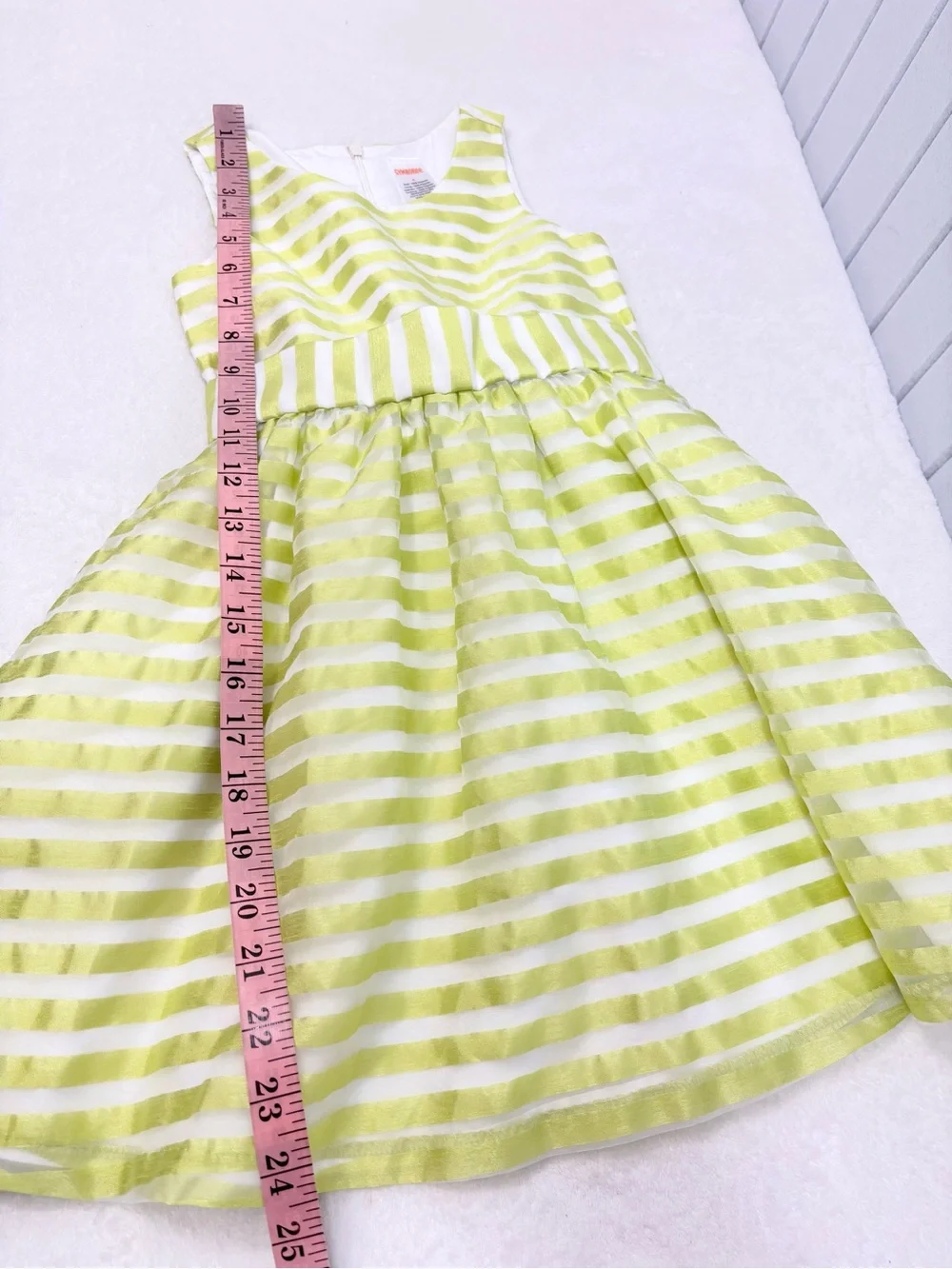 Gymboree Lime Green & White Striped Sleeveless Fit-and-Flare Dress